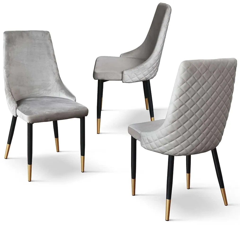 SET 4 Scaune Oro, structura metalica, catifea - BEJ - CATIFEA - NEGRU - STANDARD