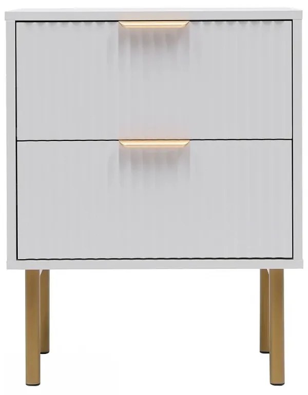 RESIGILAT- Noptieră modernă cu 2 sertare, 50x40x63.5 cm, alb