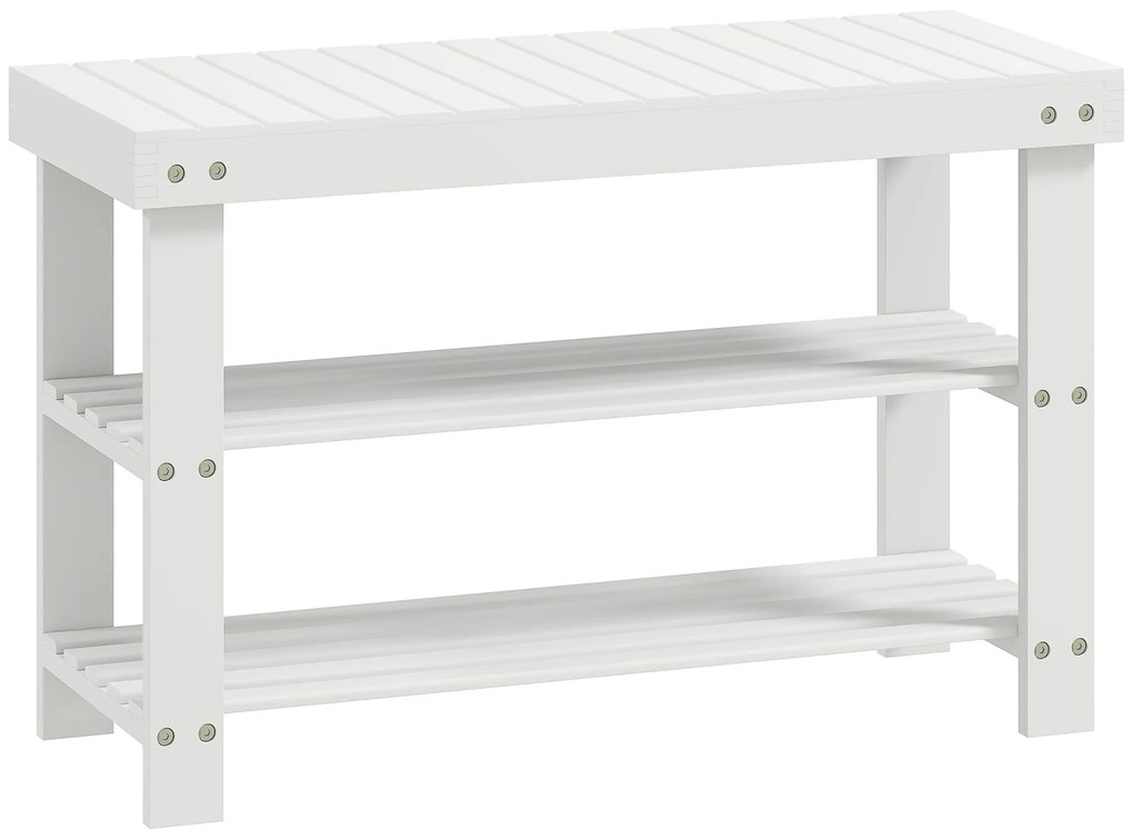 HOMCOM Pantofar tip Băncuță pentru Hol cu 3 Niveluri, 70x28x45 cm, Lemn natural | Aosom Romania
