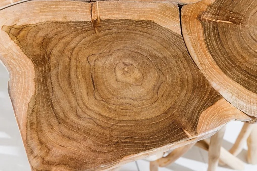 Masuta laterala, lemn de tec, design stilt, Driftwood 60cm