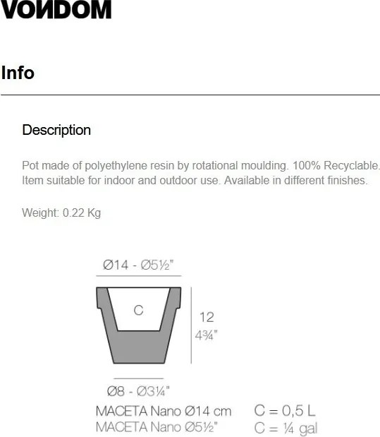 Ghiveci plante design decorativ modern interior / exterior PLANTER mini 14x12cm