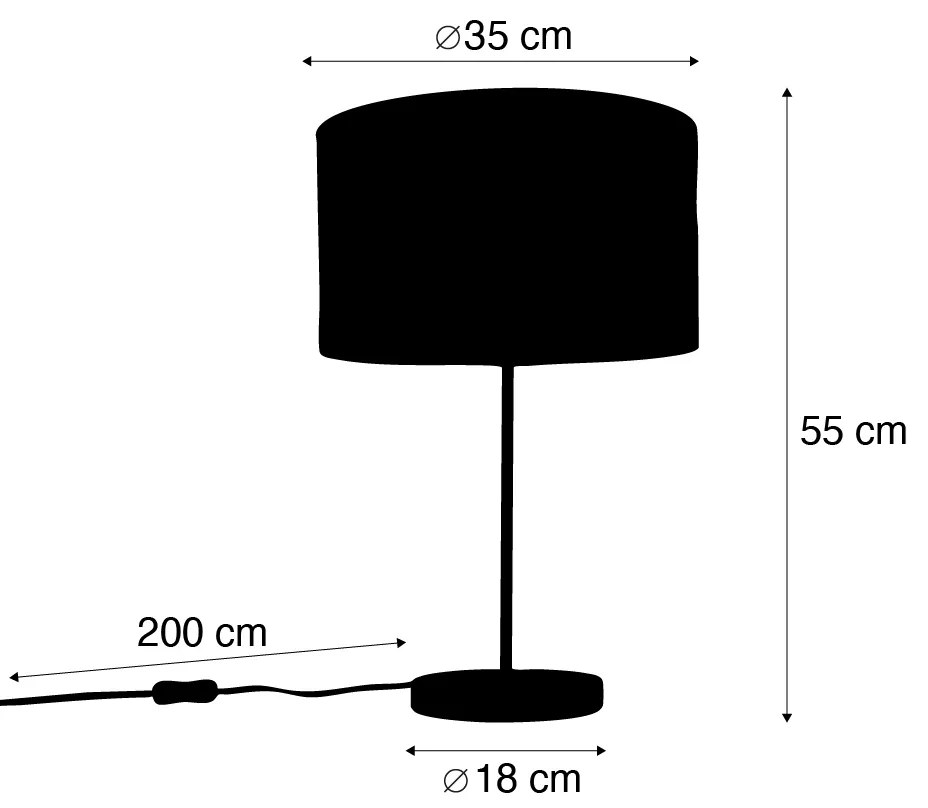 Lampă de masă din alamă cu abajur din catifea, design frunze și interior auriu - Kaso