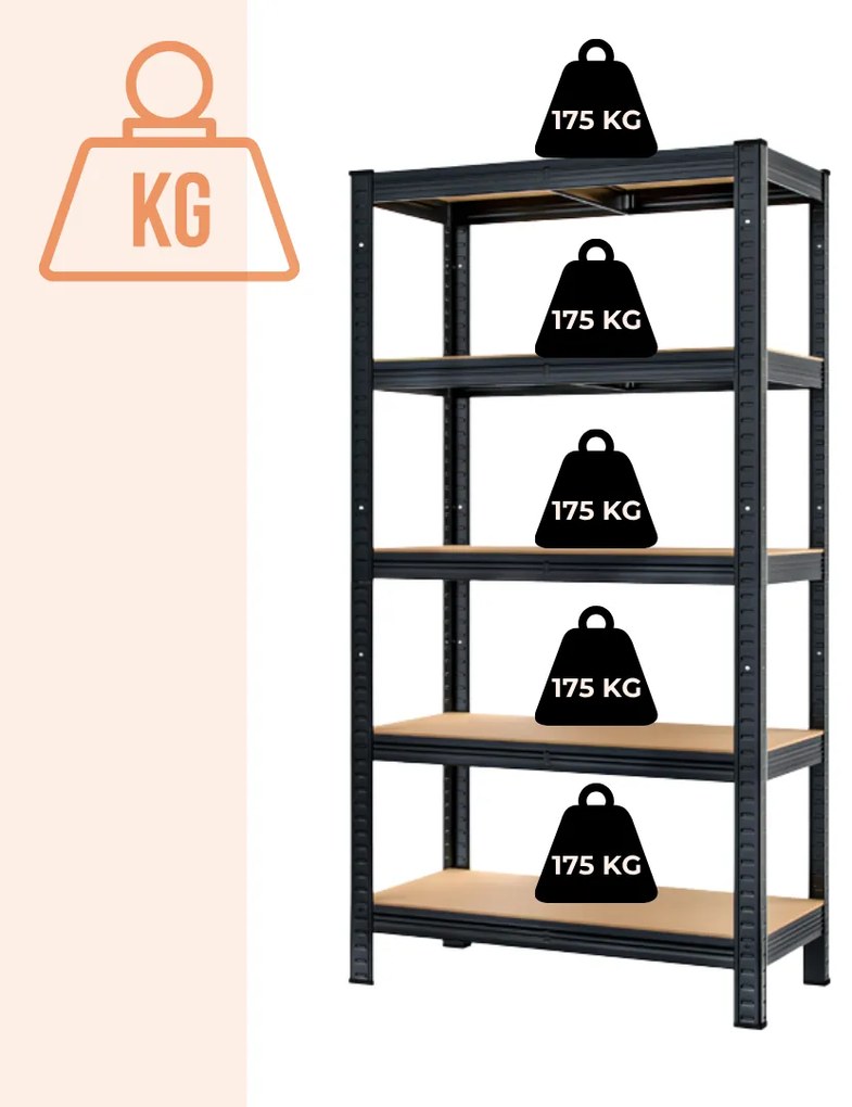 Raft cu capacitate mare HEAVY, max. 875kg, 90x40x180cm, negru Jurhan