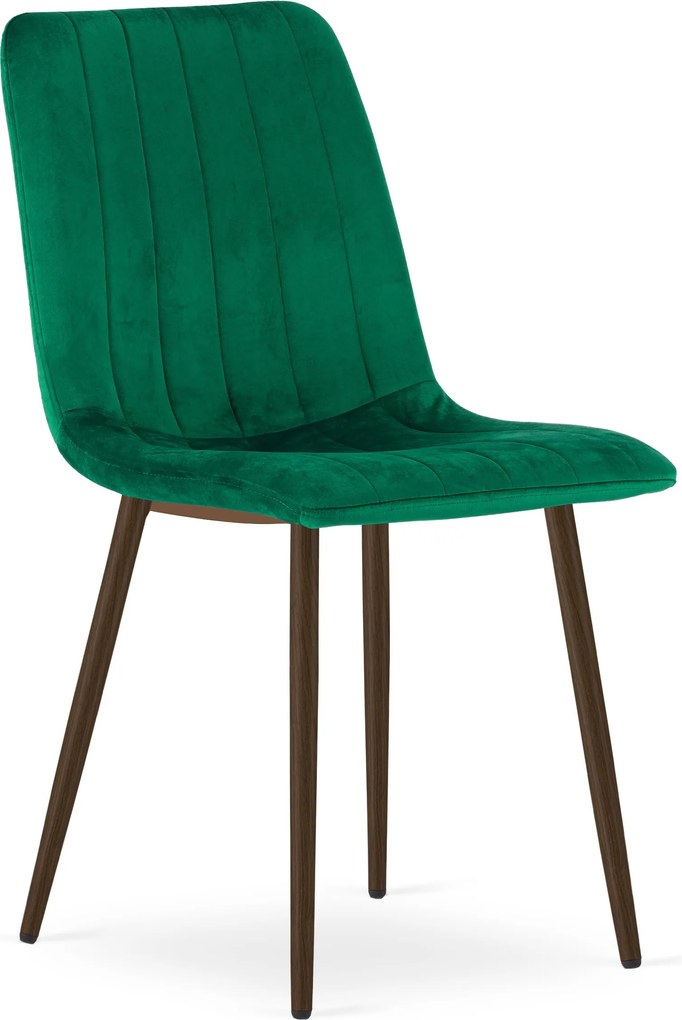 Scaun Bucatarie/Dining Gabe Picioare Finisaj Lemn Culoare Nuc, Catifea Verde