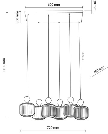Candelabru suspendat pe cablu BALLO, 6xE14/10W/230V, bej