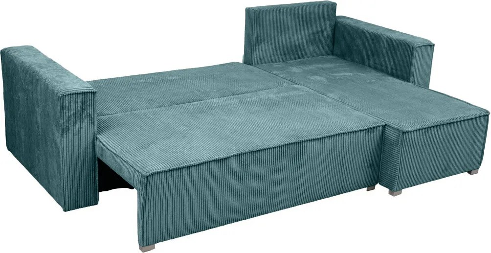 Canapea colt extensibila SMART COSARO petrol, cu colt bilateral + 2 perne CADOU