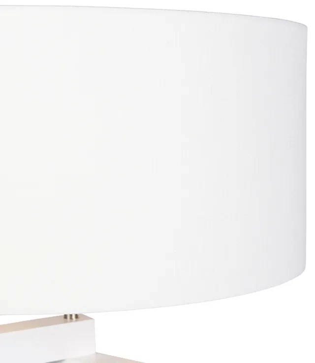 Lampă de podea cu trepied din lemn alb cu abajur alb 50 cm - Puros