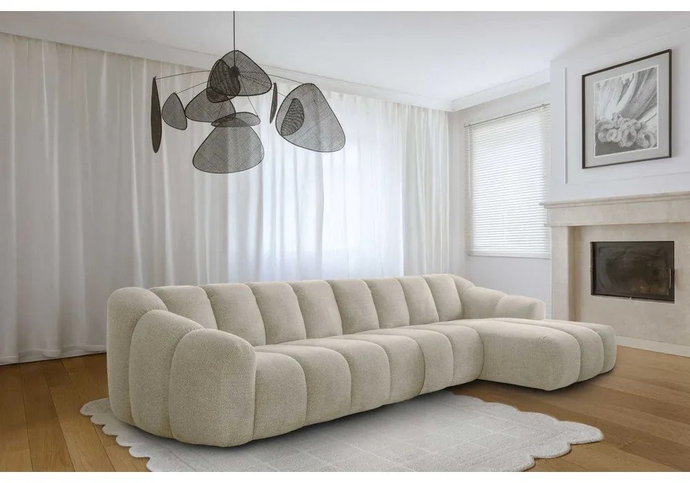 Colțar bej (cu colț pe partea dreaptă/cu șezlong) Shell – Miuform