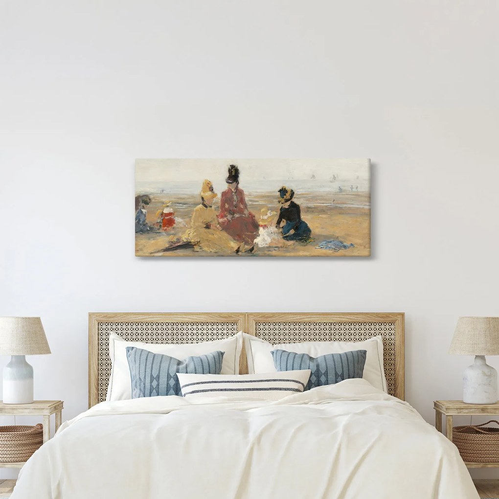 Tablou - Eugène Boudin, On the Beach, Trouville, reproducere (120x50 cm)