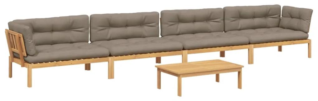 3209383 vidaXL Set canapele de grădină cu perne din paleți 5 piese lemn acacia