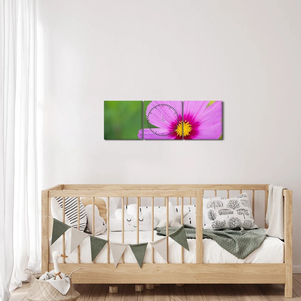 Tablou - floare de câmp (cu ceas) (90x30 cm)