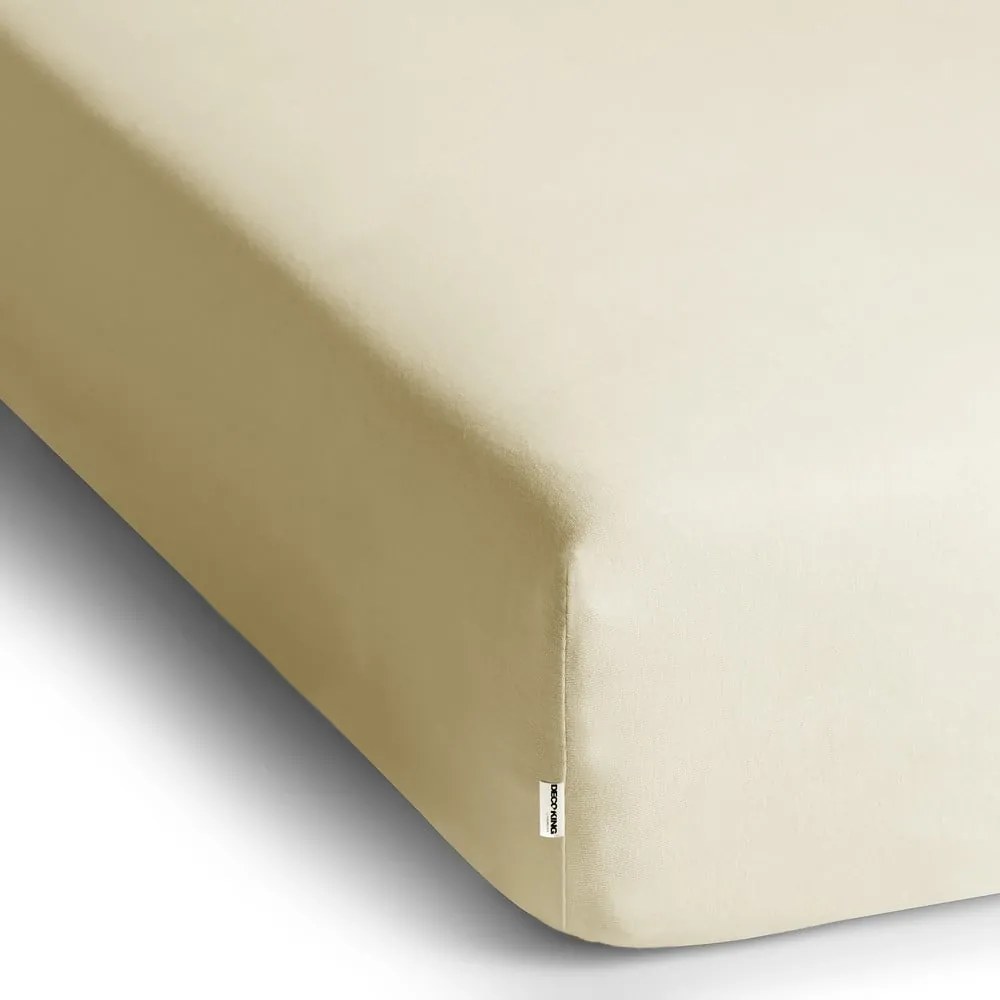 Cearceaf bej din jerseu cu elastic 140x200 cm Amber – Restilo