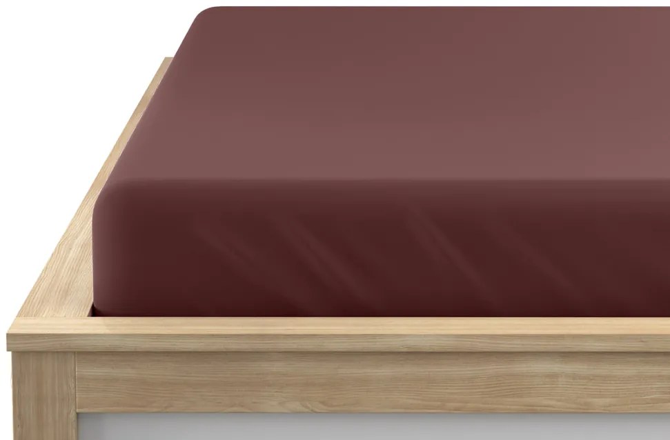 Cearsaf Jersey EXCLUSIVE cu elastic 90x200 cm maro