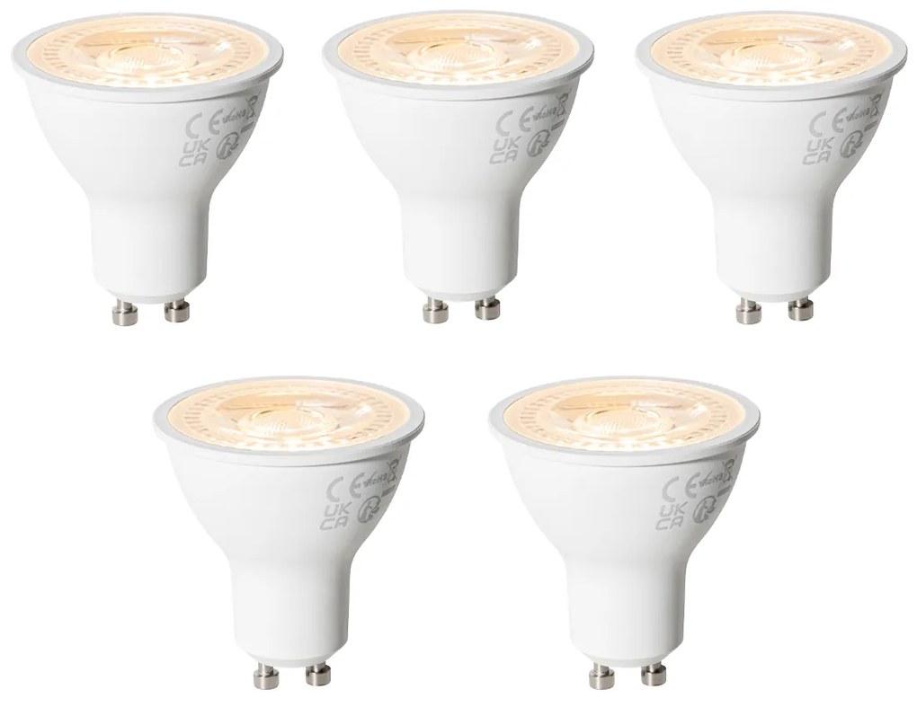 Set de 5 becuri LED GU10 cu 3 trepte de intensitate, 6W, 430 lm, 2000 - 6000K