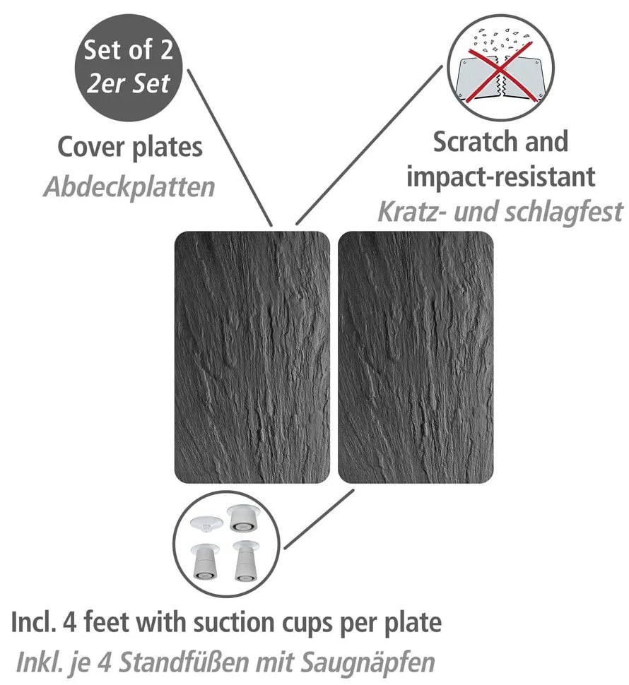 Set de 2 plăci de protecție din sticlă pentru aragaz Wenko XL State, 40 x 52 cm