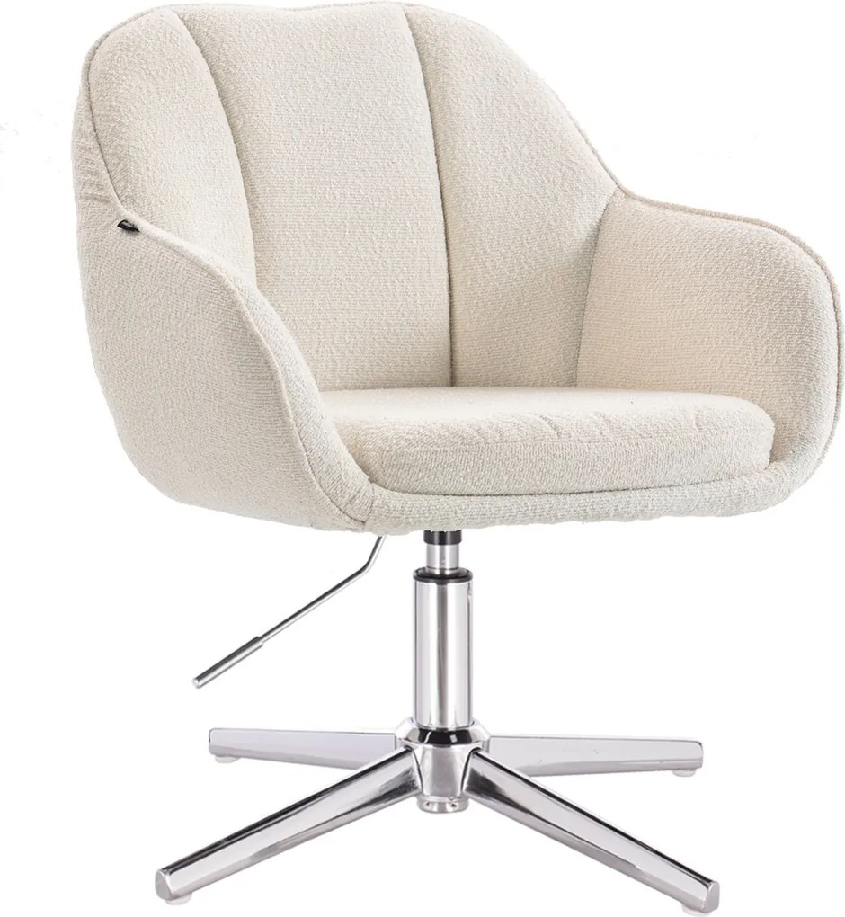 HR2055CROSS Scaun Crem din Boucle cu Bază Cromata