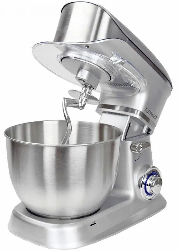 Mixer planetar Royalty Line RL-PKM1900.7, 1900W, Cupa inox 6.5 L, 6 viteze + Pulse, Accesorii, Argintiu