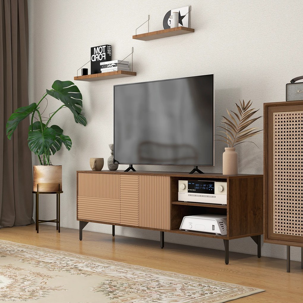 HOMCOM Suport TV Modern cu Rafturi Deschise, pentru Televizoare până la 65", Design Elegant, Maro | Aosom Romania