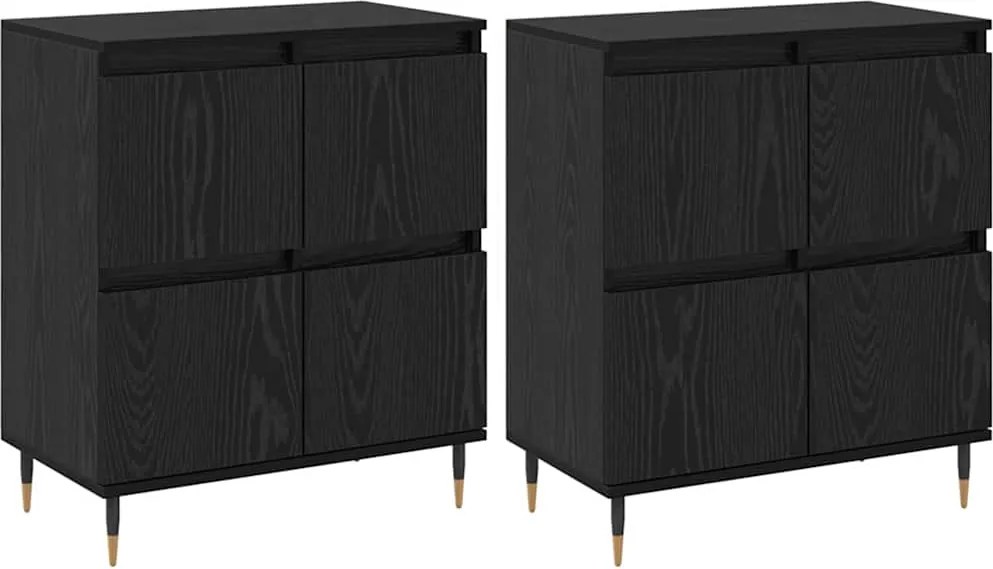 vidaXL Dulap de depozitare 2 pcs Stejar Negru 60 x 35 x 70 cm