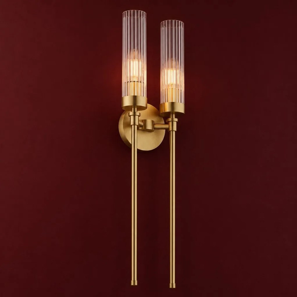 Aplica de perete stil elegant PRESTON 2 alama/sticla clara