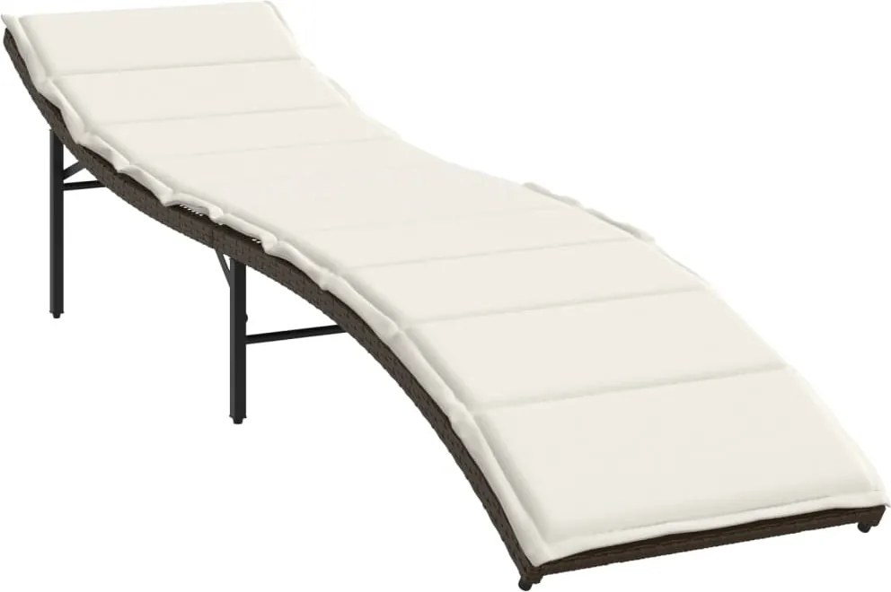 vidaXL Șezlong cu pernă, maro, 55x199x50 cm, poliratan