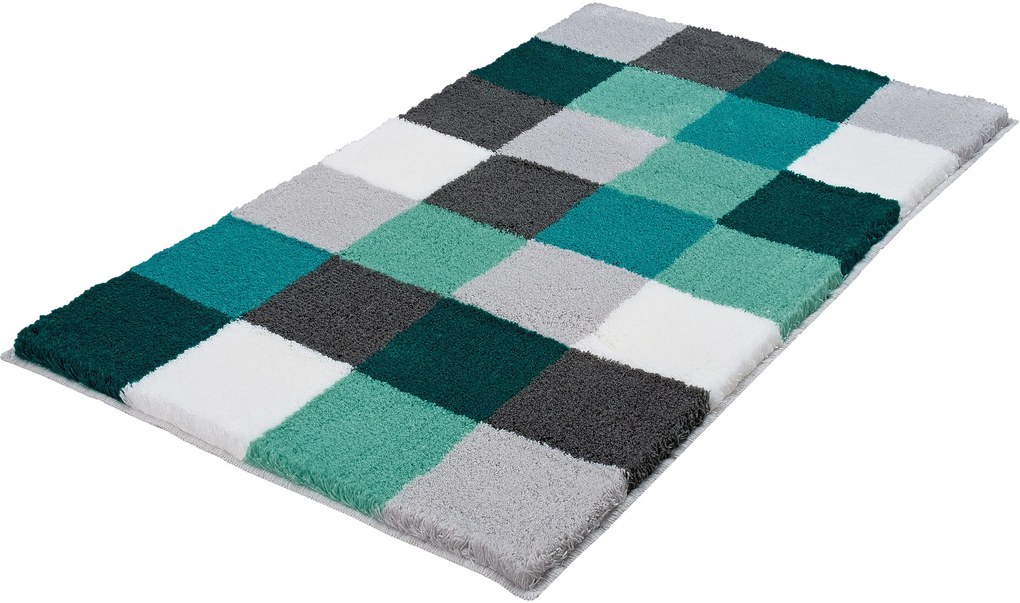 Kleine Wolke Caro covor de baie 150x85 cm dreptunghiular alb-gri-negru-verde-mix culori 5426675453