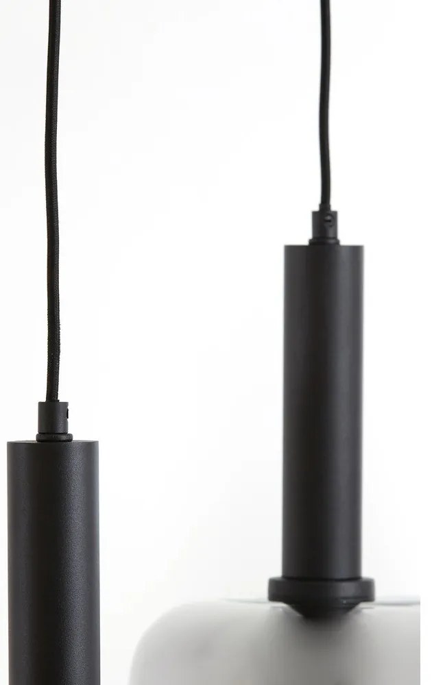 Lustră neagră cu abajur din sticlă 100x22 cm Lekar – Light &amp; Living