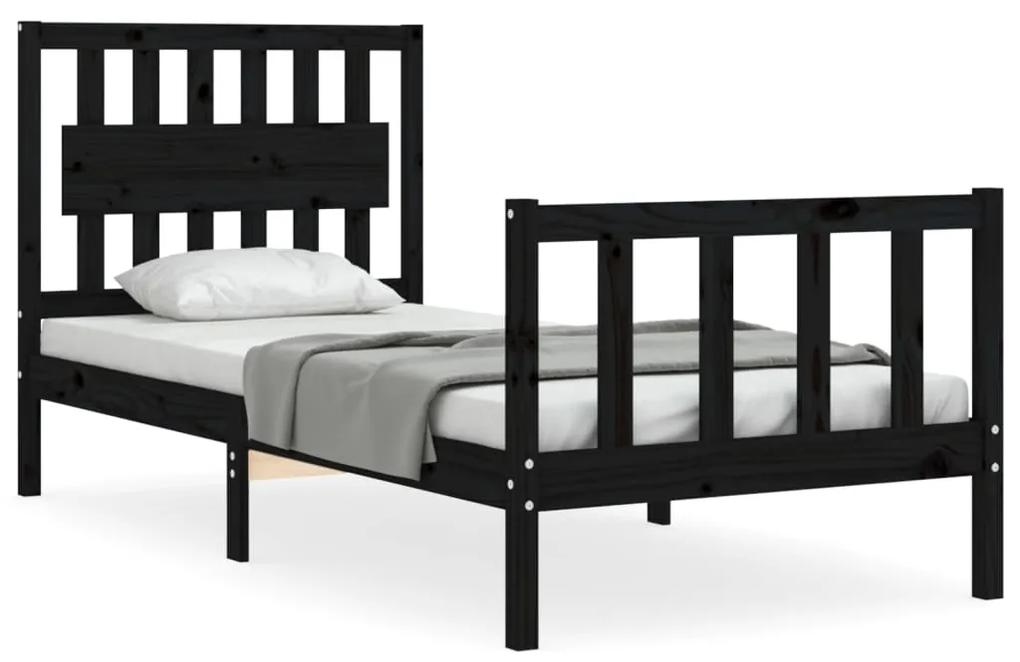 3192415 vidaXL Cadru de pat cu tăblie, negru, 90x200 cm, lemn masiv