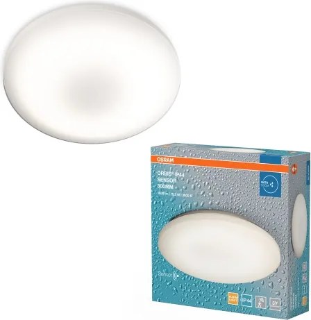 Plafonieră LED OSRAM ORBIS pentru baie, cu senzor integrat, 15,5 W, 230 V, Ø 30 cm, IP44, albă