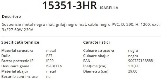 Lustra design modern Isabella 15351-3HR GL