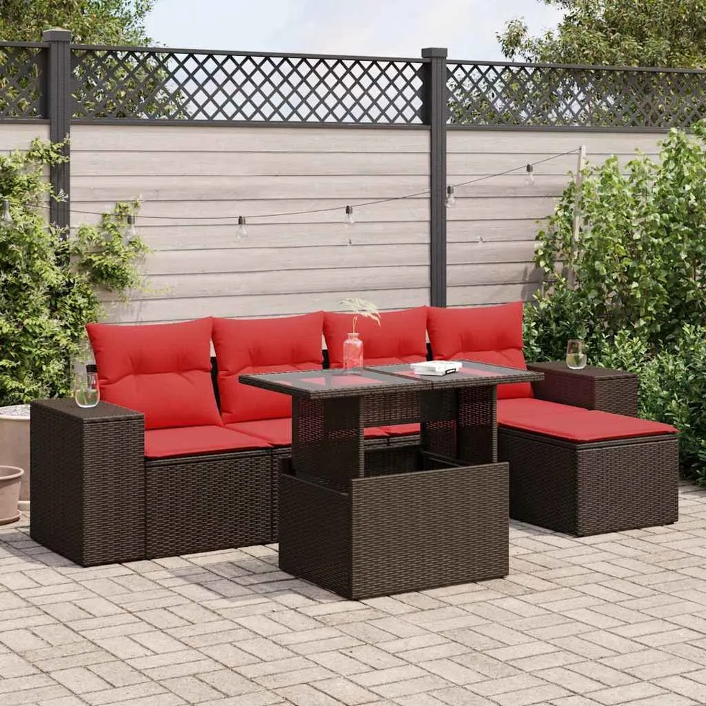 vidaXL Set canapele de grădină cu perne, 6 piese, maro, poliratan