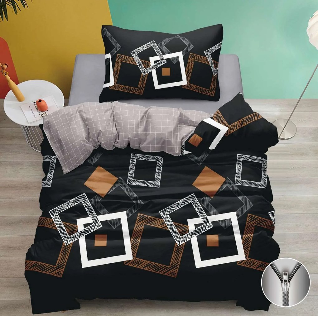 Lenjerie de pat din bumbac NOTRIS negru Dimensiune lenjerie de pat: 70 x 90 cm | 140 x 200 cm
