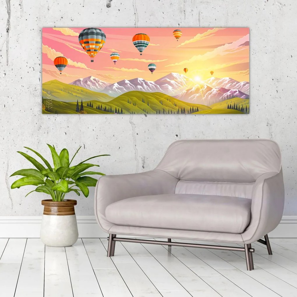 Tablou - Baloane deasupra unui peisaj (120x50 cm)