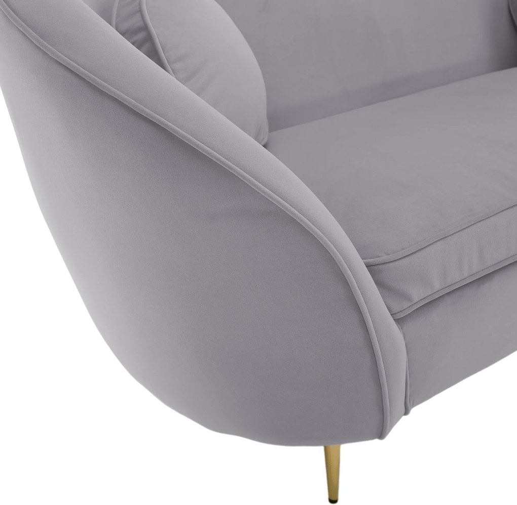 Canapea de design cu 2 locuri, ţesătură Velvet gri/gold crom auriu, EZIO TYP 2