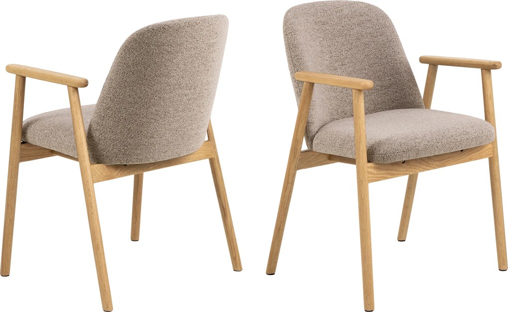 MAZZONI EXPORT RODERIC Bej Latte (material Monza 60)/cadru stejar lăcuit - SCAUN BOUCLÉ DE LEMN RETRO