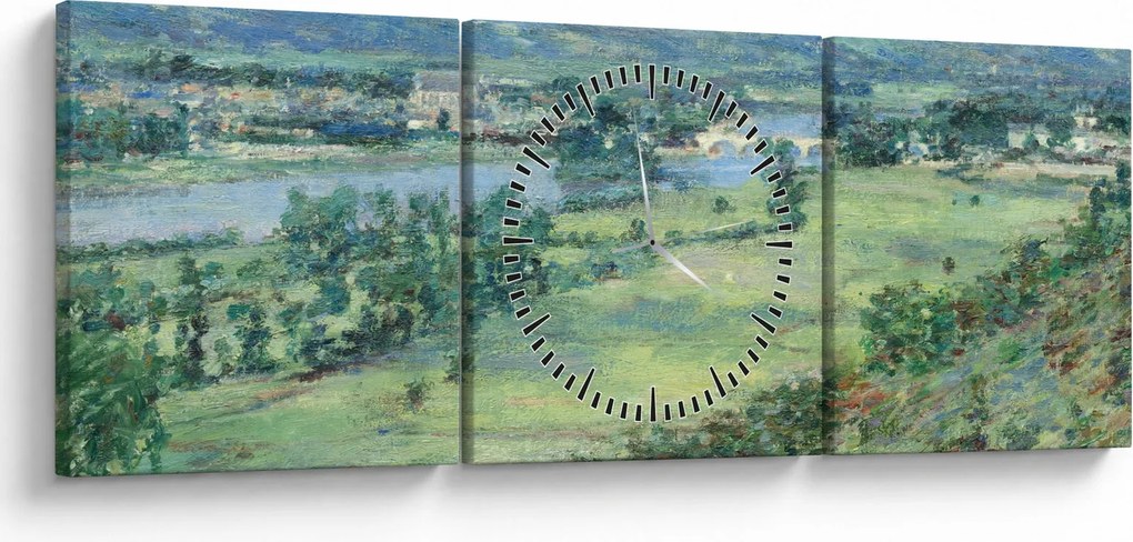 Tablou - Theodore Robinson, The Valley of the Seine, From the Hills of Giverny, reproducere (cu ceas) (90x30 cm)