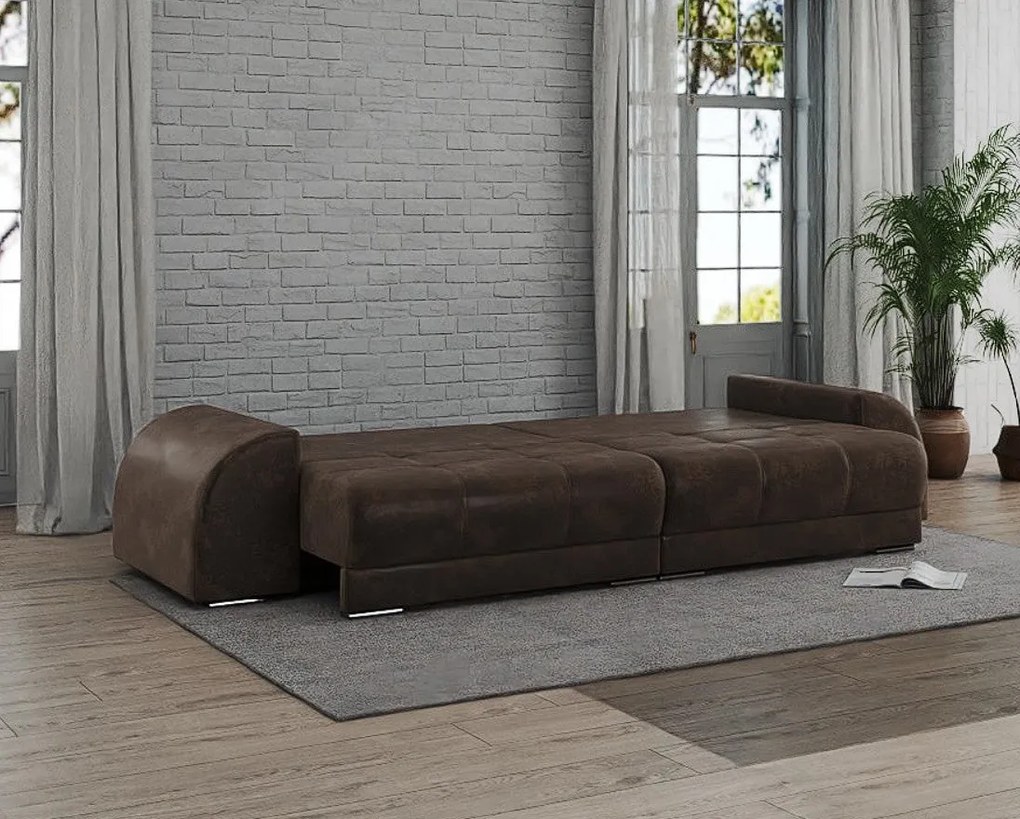 Canapea extensibilă dumonde cu 2 lăzi de depozitare si sezut confortabil din spuma high-density,Verona Madagaskar Brown 310x100 cm