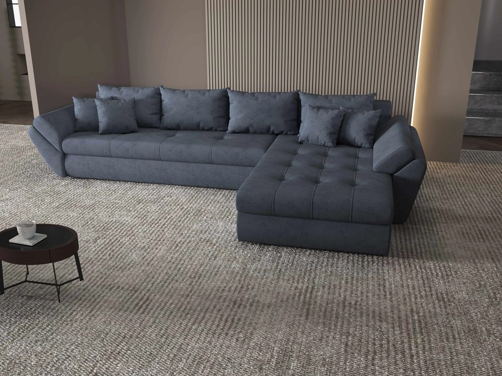 Colțar extensibil dumonde cu ladă de depozitare si sezut confortabil din spuma high-density, Loana XL Enjoy Antracit II 335x185 cm