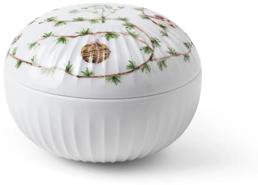 Recipient alb de dulciuri din porțelan cu model de Căciun Kähler Design Hammershøi