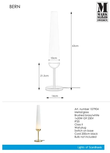 Markslöjd 107904 - Lampă de masă BERN 1xG9/20W/230V