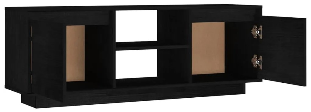 Comoda TV, negru, 110x30x40 cm, lemn masiv de pin 1, Negru