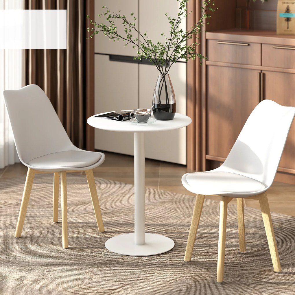 HOMCOM Masă de Dining Rotundă și Modernă pentru 2 Persoane din Oțel, Albă | Aosom Romania