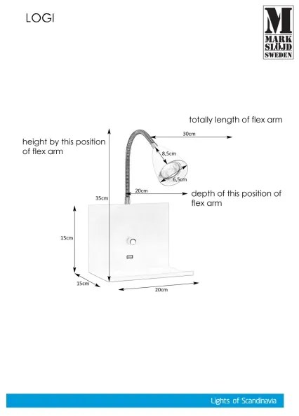 Aplică dimabilă cu USB LOGI 1xGU10/7W/230V Markslöjd 107140