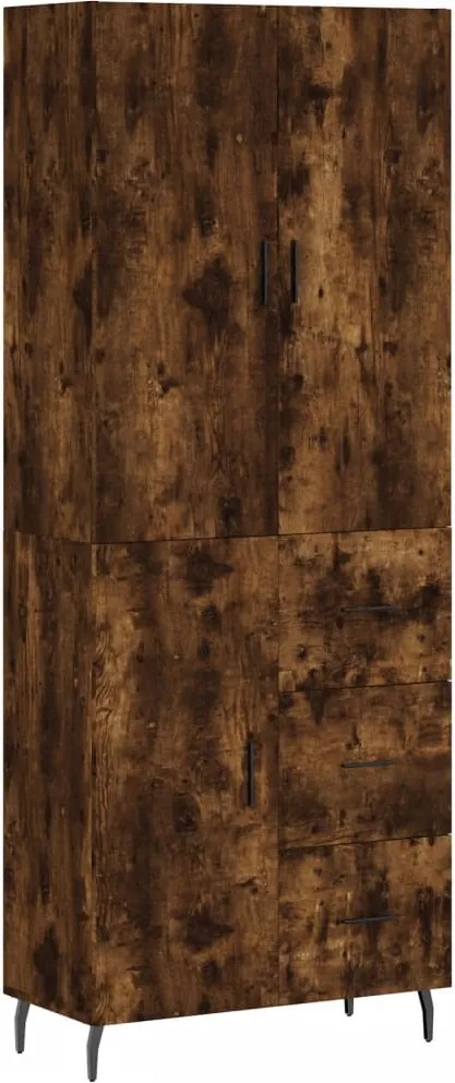 vidaXL Dulap înalt, stejar fumuriu, 69,5x34x180, lemn compozit