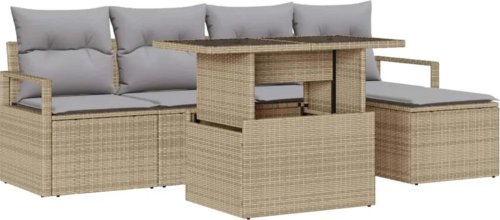 vidaXL Set de canapele pentru grădină 6 pcs Bej Rattan poli