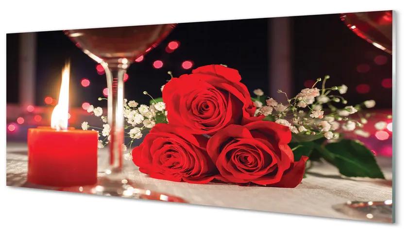 Tablouri acrilice Trandafiri de sticlă lumânare