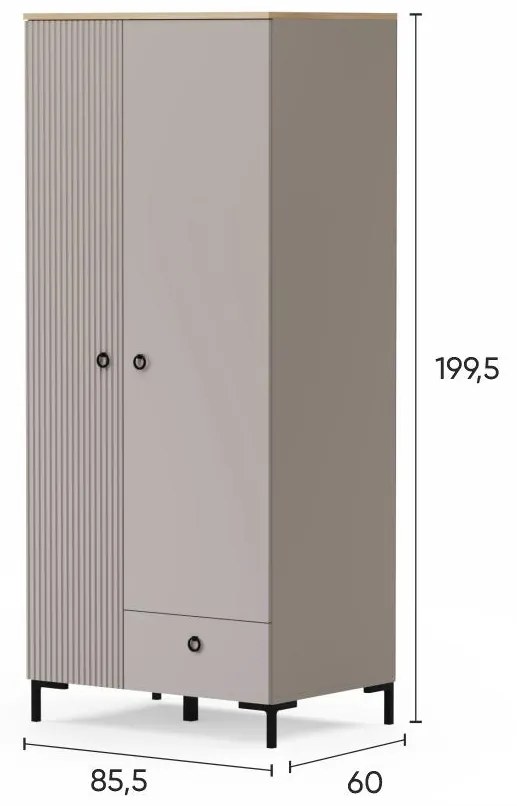 Dulap de haine Demandaron 1 (taupe + stejar silverjack). 1116801