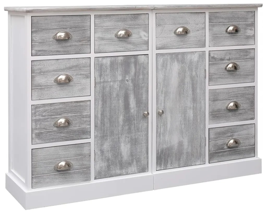 vidaXL Dulap cu 10 sertare, gri, 113x30x79 cm, lemn