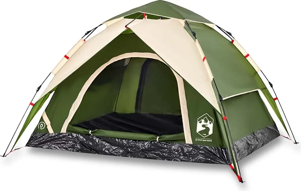 vidaXL Cort de camping cupolă 3 persoane, setare rapidă, verde