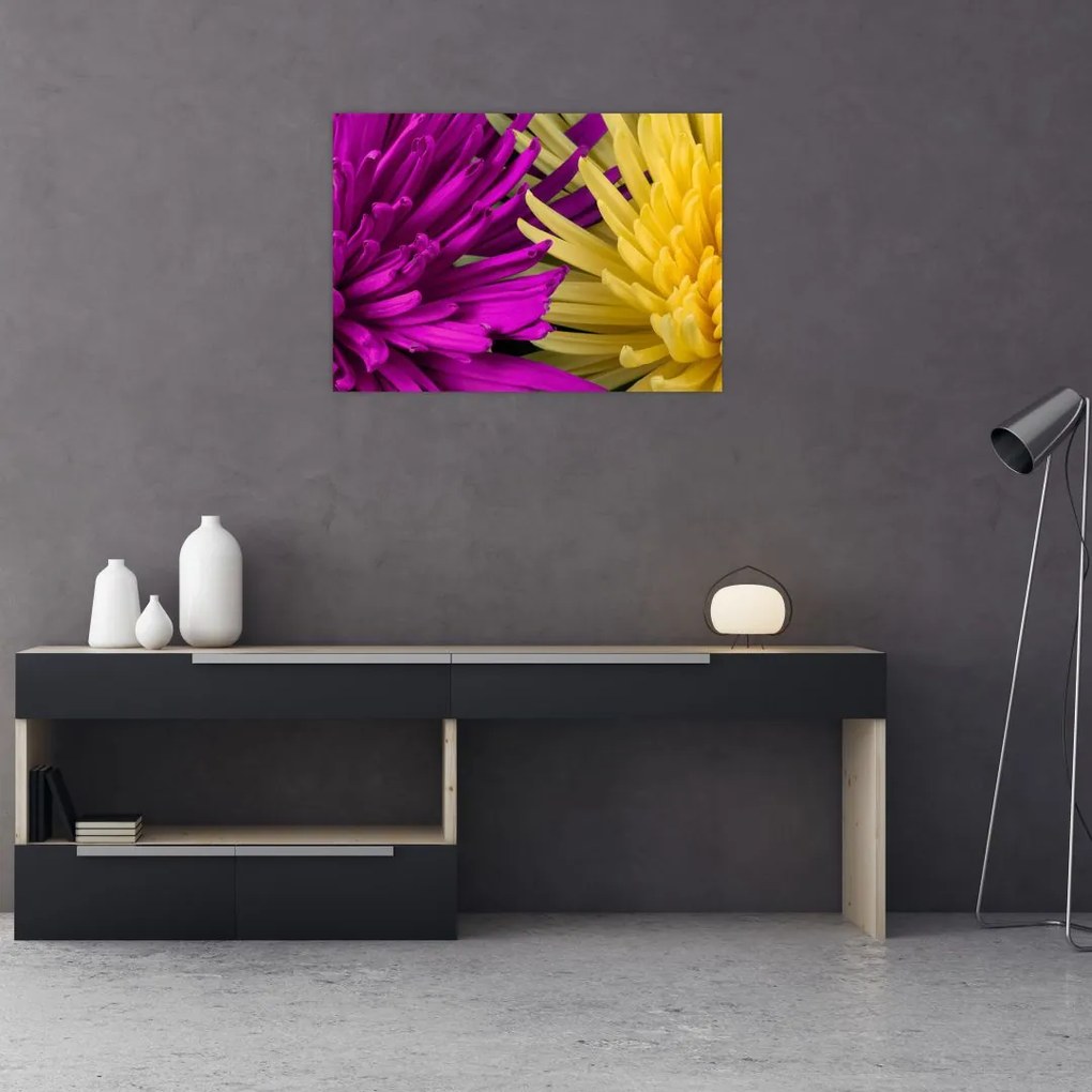 Tablou pe sticlă - detailu cu flori (70x50 cm)